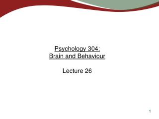 Psychology 304: Brain and Behaviour Lecture 26