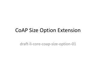 CoAP Size Option Extension