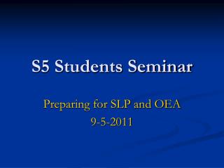 S5 Students Seminar