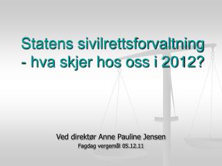 Statens sivilrettsforvaltning - hva skjer hos oss i 2012?