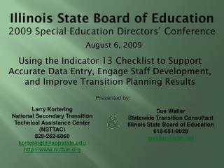 Illinois State Board of Education 2009 Special Education Directors’ Conference