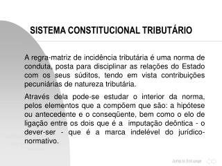 SISTEMA CONSTITUCIONAL TRIBUTÁRIO