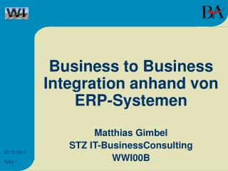 Business to Business Integration anhand von ERP-Systemen