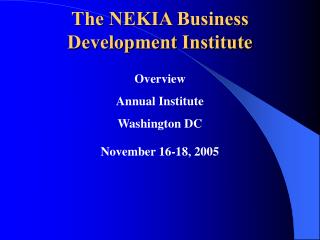 The NEKIA Business Development Institute