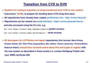 Transition from CVS to SVN