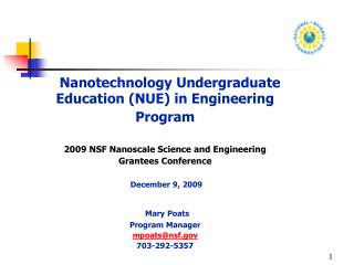 Nanotechnology Undergraduate Education (NUE) in Engineering Program