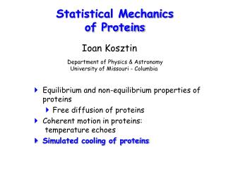 Statistical Mechanics of Proteins