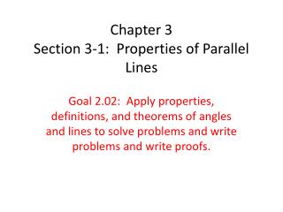 Chapter 3 Section 3-1: Properties of Parallel Lines