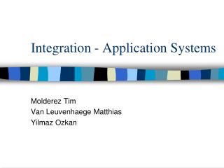 Integration - Application Systems
