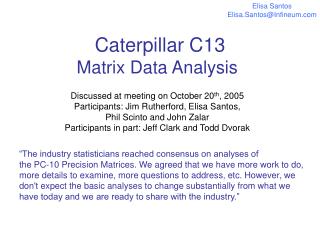 Caterpillar C13 Matrix Data Analysis