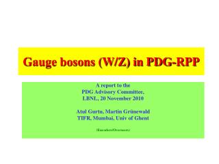 Gauge bosons (W/Z) in PDG-RPP