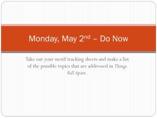 Monday, May 2 nd – Do Now