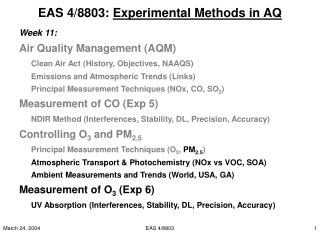 EAS 4/8803: Experimental Methods in AQ