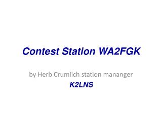 Contest Station WA2FGK
