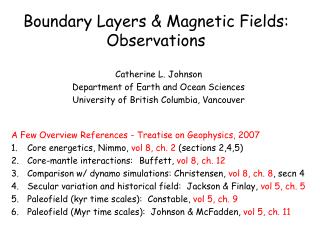 Boundary Layers & Magnetic Fields: Observations