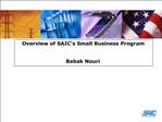 Overview of SAIC s Small Business Program Babak Nouri
