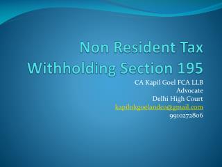 Non Resident Tax Withholding Section 195