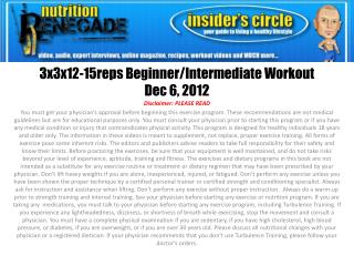 3x3x12-15reps Beginner/Intermediate Workout Dec 6, 2012