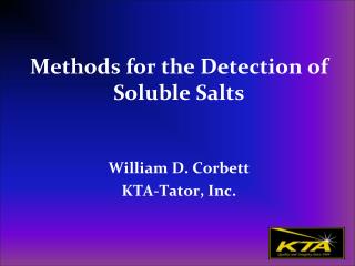 Methods for the Detection of Soluble Salts