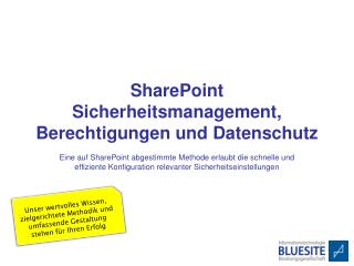 SharePoint Sicherheitsmanagement, Berechtigungen und Datenschutz