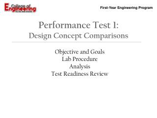 Performance Test 1: Design Concept Comparisons
