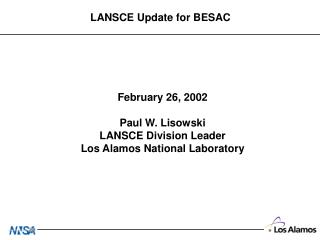 LANSCE Update for BESAC