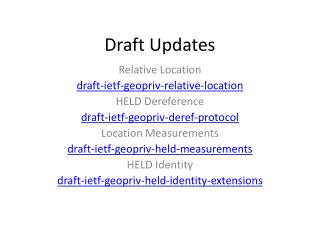 Draft Updates
