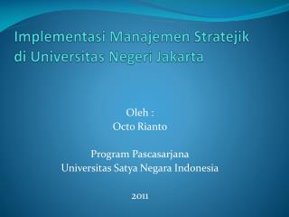 Implementasi Manajemen Stratejik di Universitas Negeri Jakarta