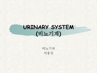 URINARY SYSTEM ( 비뇨기계 )