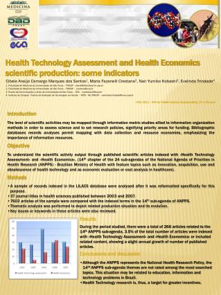 Health Technology Assessment and Health Economics scientific production: some indicators