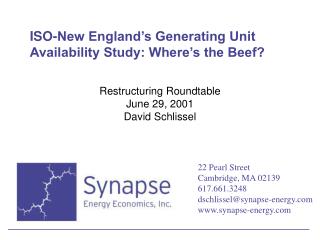 ISO-New England’s Generating Unit Availability Study: Where’s the Beef?