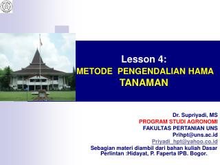 Lesson 4: METODE PENGENDALIAN HAMA TANAMAN