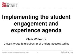 Implementing the student engagement and experience agenda