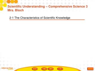 2-1 The Characteristics of Scientific Knowledge