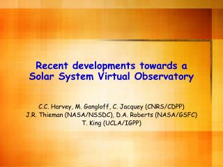 Recent developments towards a Solar System Virtual Observatory