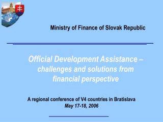 Official Development Assistance – challenges and solutions from financial perspective