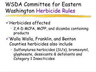 WSDA Committee for Eastern Washington Herbicide Rules