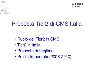 Proposta Tier2 di CMS Italia
