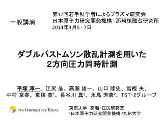 第 17 回若手科学者によるプラズマ研究会 日本原子力研究開発機構　那珂核融合研究所 2014 年 3 月 5 - 7 日