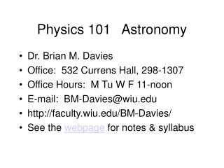 Physics 101 Astronomy