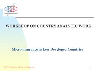 WORKSHOP ON COUNTRY ANALYTIC WORK