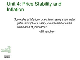 Unit 4: Price Stability and Inflation