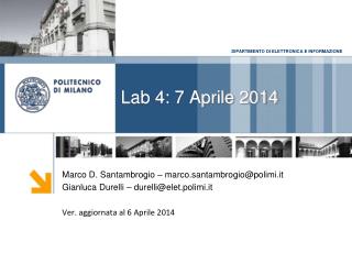 Lab 4: 7 Aprile 2014