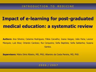 Impact of e-learning for post-graduated medical education: a systematic review