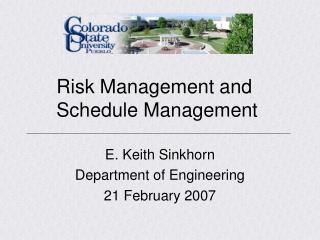 Risk Management and Schedule Management