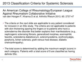 2013 Classification Criteria for Systemic Sclerosis
