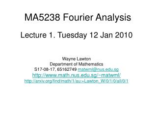 MA5238 Fourier Analysis