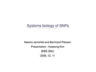 Systems biology of SNPs