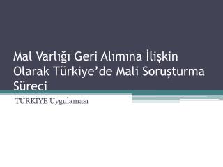 Mal Varlığı Geri Alımına İlişkin Olarak Türkiye’de Mali Soruşturma Süreci