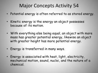 Major Concepts Activity 54